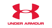 - The official logo for Under Armour in a vibrant red color. It features the iconic "UA" interlocking monogram, where a downward-curving "U" and an upward-curving "A" intersect. Below the emblem, the brand name "UNDER ARMOUR" is written in a bold, wide, red sans-serif capital letter font. The entire logo is set against a solid white background.