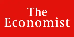 - The official logo for The Economist. The title "The Economist" is written in a classic white serif font, centered within a solid red rectangular background. The design is iconic and represents the global news and business publication.