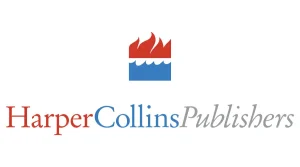 - The official logo for HarperCollins Publishers on a white background. It features a stylized icon of red flames over blue water waves. Below the icon, the word "Harper" is in red, "Collins" is in blue, and "Publishers" is in gray, all in a classic serif font.