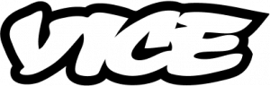 - The logo for Vice Media, featuring the word "VICE" in a stylized, bold graffiti-style font. The letters are white with a thick black outline, creating a high-contrast, edgy aesthetic against a plain background.