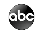 - The official logo for the ABC television network. It features the lowercase letters "abc" in a white sans-serif font centered inside a glossy black circle with a subtle gradient and reflection.